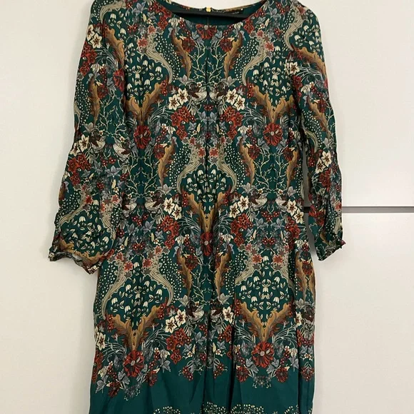 massimo dutti green floral dress Ivy Green Linen Corset Dress main image 1